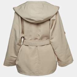 Elisabetta Franchi Beige Synthetic Open Front Belted Short Coat M