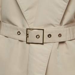 Elisabetta Franchi Beige Synthetic Open Front Belted Short Coat M