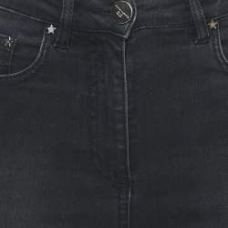 Pre Owned Elisabetta Franchi Charcoal Black Skinny Denim Jeans S Waist 26