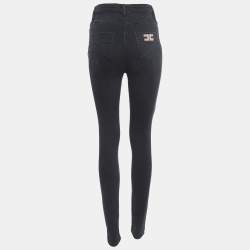 Pre Owned Elisabetta Franchi Charcoal Black Skinny Denim Jeans S Waist 26