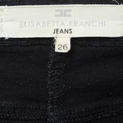 Pre Owned Elisabetta Franchi Charcoal Black Skinny Denim Jeans S Waist 26