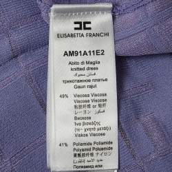 Pre Owned Elisabetta Franchi Light Purple Logo Motif Knit Midi Dress 