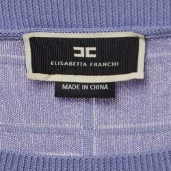 Pre Owned Elisabetta Franchi Light Purple Logo Motif Knit Midi Dress 