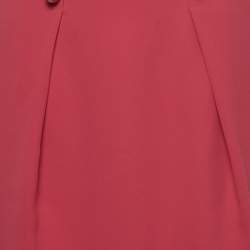Elisabetta Franchi Pink/Cream Crepe Pleated Knee Length Skirt M