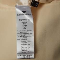 Elisabetta Franchi Pink/Cream Crepe Pleated Knee Length Skirt M