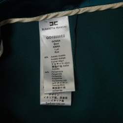 Pre Owned Elisabetta Franchi Green Satin Pleated Crepe Detail Midi Skirt M