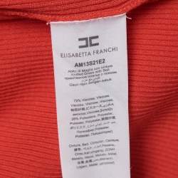 Pre Owned Elisabetta Franchi Red Ribbed Knit Midi Dress S