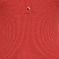 Pre Owned Elisabetta Franchi Red Ribbed Knit Midi Dress S