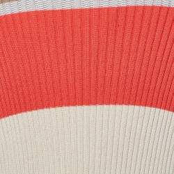 Elisabetta Franchi Beige Striped Knit Open Front Cardigan M