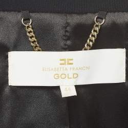 Pre Owned Elisabetta Franchi Black/Gold Sequin-Embellished Crepe Blazer M