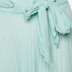 Elisabetta Franchi Green Crepe Pleated Maxi Skirt M