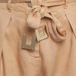 Pre Owned Elisabetta Franchi Beige Denim Belted Loose Fit Shorts S