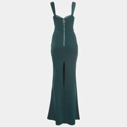 Elisabetta Franchi Dark Green Crepe Red Carpet Gown S