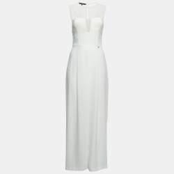Elisabetta Franchi White Crepe Sleeveless Corset Jumpsuit S