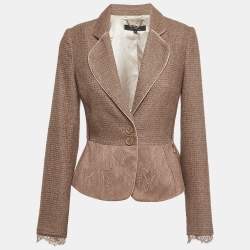 Pre Owned Elisabetta Franchi Dusty Pink Tweed and Lace Blazer S