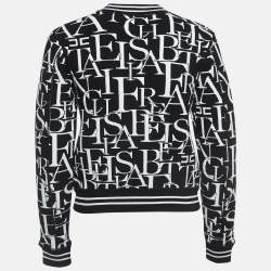 Elisabetta Franchi Black/White Patterned Knit Bomber Jacket S