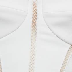 Elisabetta Franchi White Crepe Strapless Padded Crop Top S