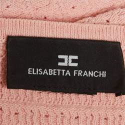 Elisabetta Franchi Pink Textured Knit Sweater Top L