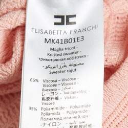Elisabetta Franchi Pink Textured Knit Sweater Top L
