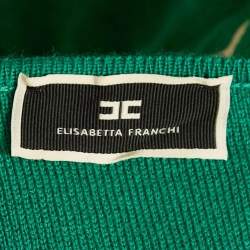 Pre Owned Elisabetta Franchi Green Terry Logo-Tape Detail Dress M