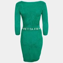Pre Owned Elisabetta Franchi Green Terry Logo-Tape Detail Dress M