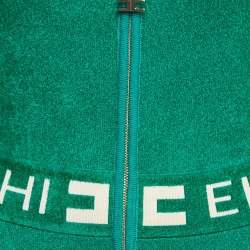 Pre Owned Elisabetta Franchi Green Terry Logo-Tape Detail Dress M