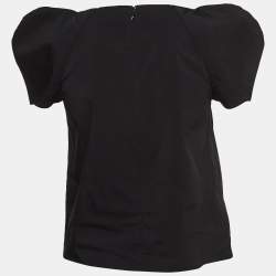 Pre Owned Elisabetta Franchi Black Stretch Nylon Short Sleeve Relaxed Blouse S