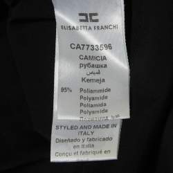 Pre Owned Elisabetta Franchi Black Stretch Nylon Short Sleeve Relaxed Blouse S