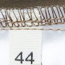 Elisabetta Franchi Olive Green Synthetic Button Embellished Bodysuit M
