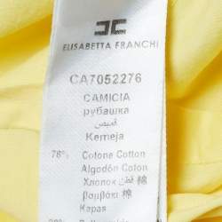 Elisabetta Franchi Yellow Stretch Cotton Flutter Sleeve Wrap Top M