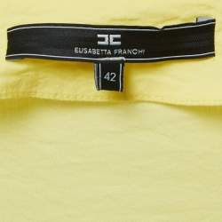 Elisabetta Franchi Yellow Stretch Cotton Flutter Sleeve Wrap Top M