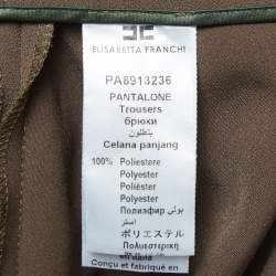 Pre Owned Elisabetta Franchi Olive Green Crepe Belted Slim Fit Trousers S