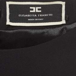 Elisabetta Franchi Black Crepe V-Neck Sheath Dress M
