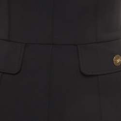 Elisabetta Franchi Black Crepe V-Neck Sheath Dress M