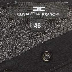 Pre Owned Elisabetta Franchi Black Crepe Lace-Up Neck Camicia Blouse L