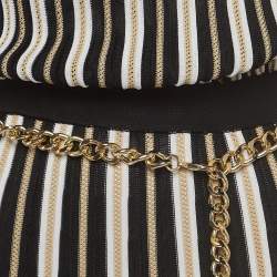 Pre Owned Elisabetta Franchi Black/Beige Knit One-Shoulder Midi Dress S