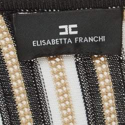 Pre Owned Elisabetta Franchi Black/Beige Knit One-Shoulder Midi Dress S