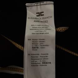 Pre Owned Elisabetta Franchi Black/Beige Knit One-Shoulder Midi Dress S