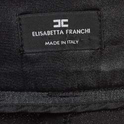 Pre Owned Elisabetta Franchi Black Crepe Flared Trousers S