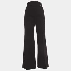 Pre Owned Elisabetta Franchi Black Crepe Flared Trousers S