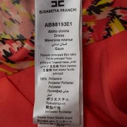 Pre Owned Elisabetta Franchi Orange Abstract Print Crepe Tiered Midi Dress S