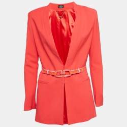 Elisabetta Franchi Red  Stretch Crepe Belted Jacket M