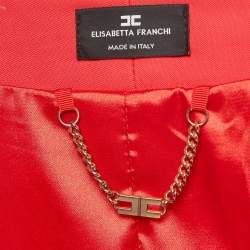 Elisabetta Franchi Red  Stretch Crepe Belted Jacket M