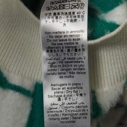 Pre Owned Elisabetta Franchi Green/White Lettering Fur Knit Balloon Sleeve Crop Top S