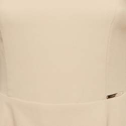 Elisabetta Franchi Beige Crepe Asymmetrical Peplum Top M