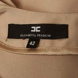 Elisabetta Franchi Beige Crepe Asymmetrical Peplum Top M