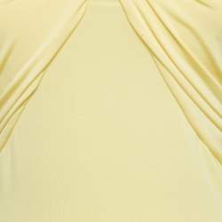 Elisabetta Franchi Yellow Metallic Logo Jersey Ruched Tie-Up Neck Bodysuit S