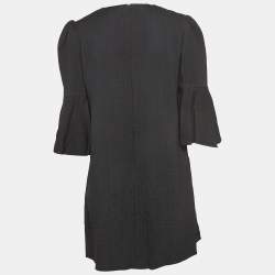 Pre Owned Elisabetta Franchi Black Sequin and Beads Embellished Crepe Bell Sleeve Mini Dress M