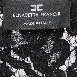 Pre Owned Elisabetta Franchi Black Lace Time Crepe Mini Wrap Dress S