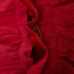 Pre Owned Elisabetta Franchi Pink Lace and Crepe Detachable Waist Mini Dress S